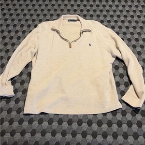 Ralph Lauren quarter zip oatmeal colored pullover- size large